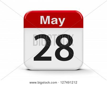 Calendar web button - The Twenty Eighth of May three-dimensional rendering 3D illustration