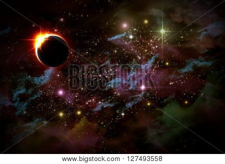 Giant universe starscape backdrop with colorful space clouds