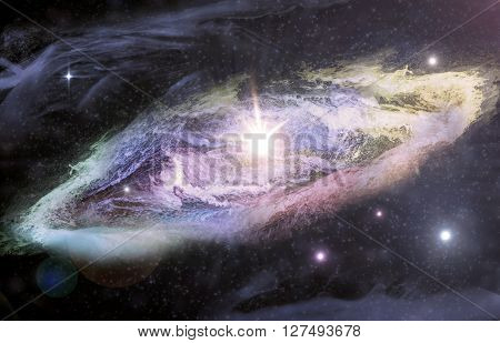 Giant universe starscape 3D illustration with colorful space clouds