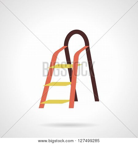 Colored metal ladder for household, repair works, construction and gardening. Services equipment. Hardware store. Flat color style vector icon. Web design element for site, mobile and business.