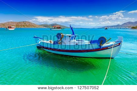 Fishing Boat Off The Coast Of Crete, Greece