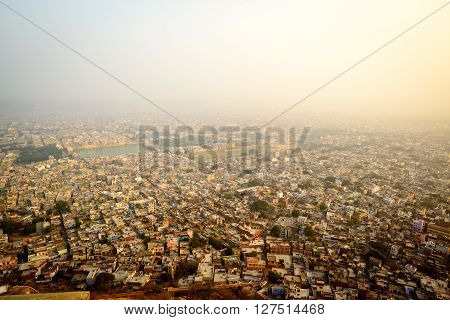 Overlooking the pink city of Jaipur from Nahargarh or Tiger Fort