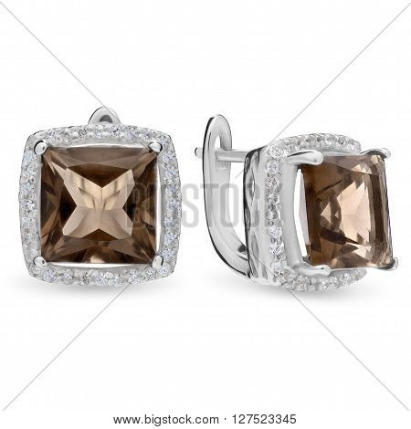 Close-up On Amber And Diamond Earrings