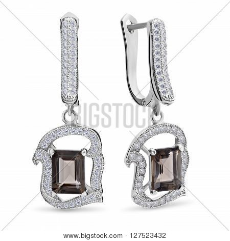Close-up On Amber And Diamond Earrings