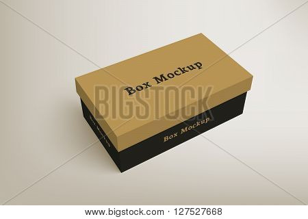 Shoes product packaging mock-up box. Illustration isolated on gradient background. Mock up template scene 1.