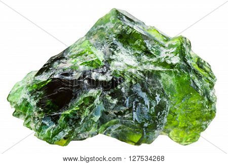 Rraw Chrome Diopside Gemstone Isolated On White