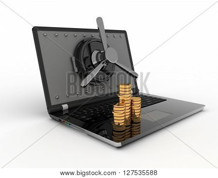 3D Profitable Online Business Concept On White Background