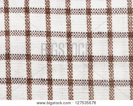 Textile Background - Brown Checkered Cotton Fabric
