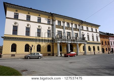 Levoca PRESOV SLOVAKIA - APRIL 03 2016: View on the Large Provincial House in Levoca Slovakia.