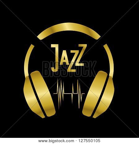 vector illustration background music of jazz and blues music headphones