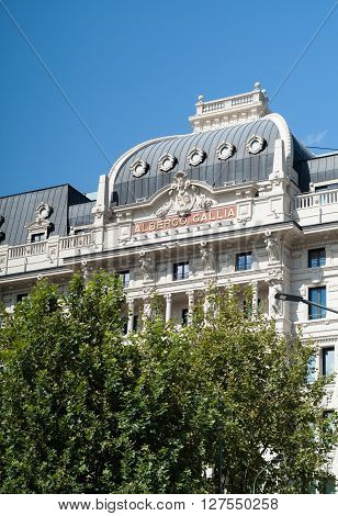 Milan, Italy - September 5th 2015: photo of Excelsior Hotel Gallia (Albergo Gallia) in Milan Italy.