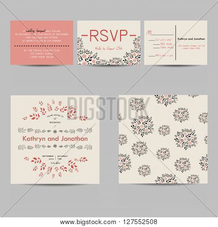 wedding set with invitation and rsvp cards