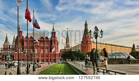 Moscow Russia - May 24 2015: The State Historical Museum of Russia. Located between Red Square and Manege Square in Moscowwas founded in 1872.