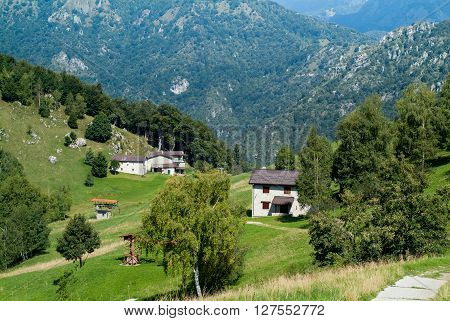 photo of a view of Piani d'Erna (part of the Alps) near Lake Como in Italy