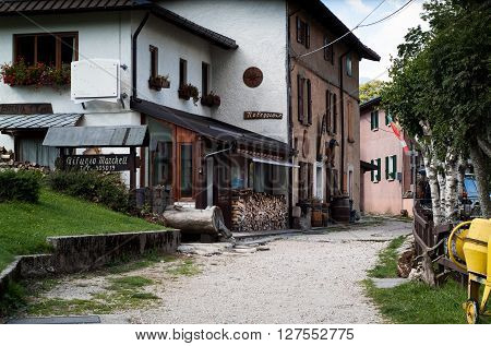 Piani d'Erna Italy - September 7th 2015: photo of a countryside hotel in Piani d'Erna (part of the Alps) near Lake Como in Italy