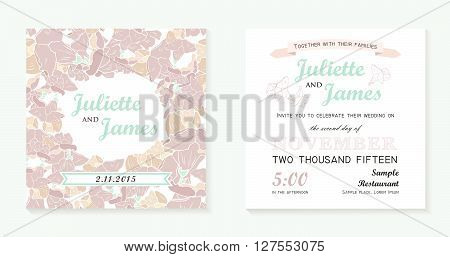 wedding invitation cards with beautiful floral background