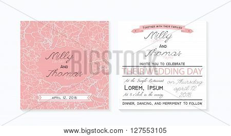 wedding invitation cards with beautiful floral background