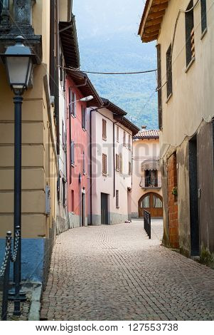 a traditional Italian street in Colico a town near Lake Como