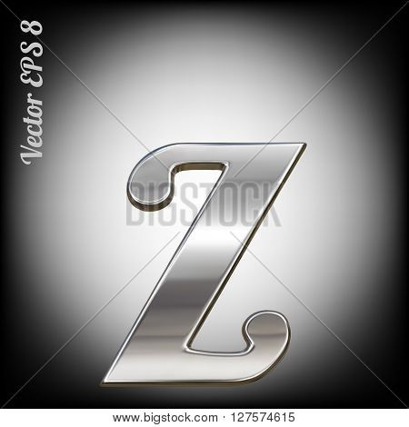 Vector letter z from metal alphabet. Lovercase metal font collection. EPS 8
