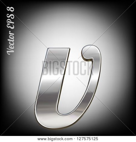 Vector letter v from metal alphabet. Lovercase metal font collection. EPS 8