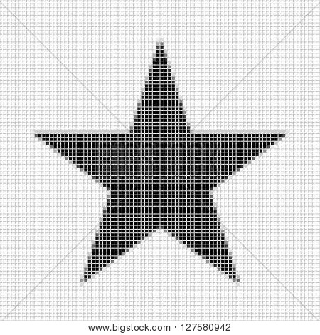 Five Pointed Star, Pentagram.  The Simple Geometric Pattern Of Black Squares With Shadowed Frame. Se
