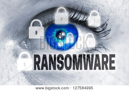 ransomware eye looks at viewer concept background