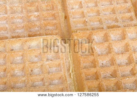 Close up of waffels as a food background focus fusion  focus stacking.