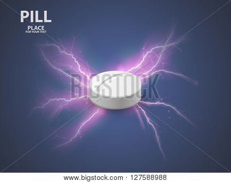 3d white pill. concept of a vaccine . vector illustration