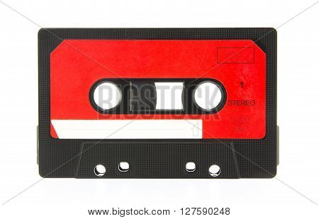 Old audio cassette. Audio cassette isolated on white background