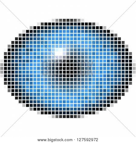 Pixel Maping Of Elliptic Eye With Blue Iris, Light Reflection In Eye