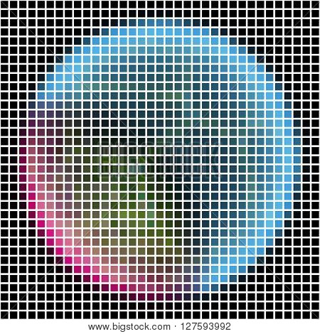 Pixel Maping Of Shinning Planet With Silver Blue Pink Atmosphere. Planet Somewhere In Dark Space