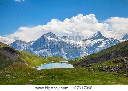 Panorama View Of Bachalpsee And The Alps