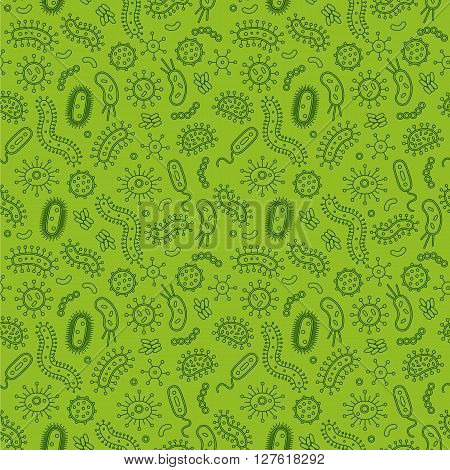 Green Bacteria and germs in a repeat pattern