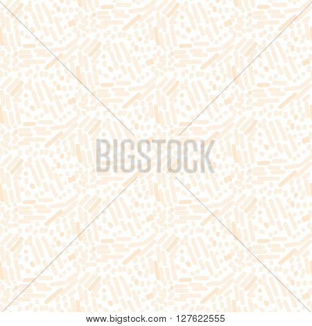Chaotic pink cream strokes seamless vector pattern. Slender signs background texture for website substrate.