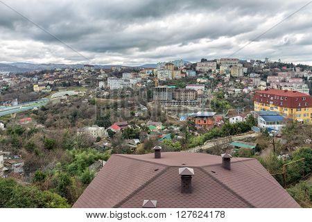 Houses on the background of mountains. Sochi. Russia
** Note: Soft Focus at 100%, best at smaller sizes