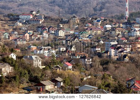 Residential buildings in the mountainous areas of Sochi. Russia