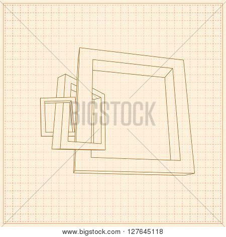 Three schematic rectangular 3D frames for your presentation