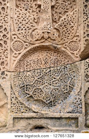 Sacred place at Ancient monastery Noravank in the mountains in Amaghu valley, Armenia. Was founded in 1205. 