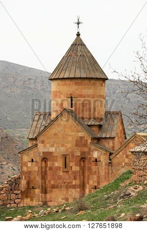 Ancient monastery Noravank in the mountains in Amaghu valley, Armenia. Was founded in 1205. 