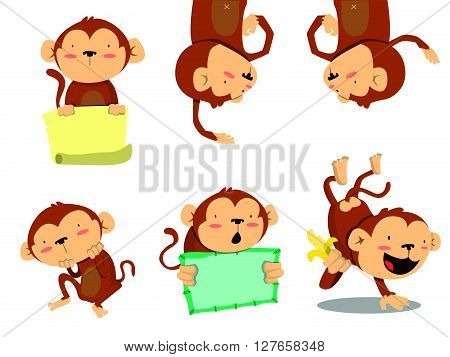 Monkey set .eps10 editable vector illustration design
