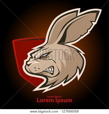 hare head for logo american football symbol simple illustration sport team emblem design element and label security idea mascot