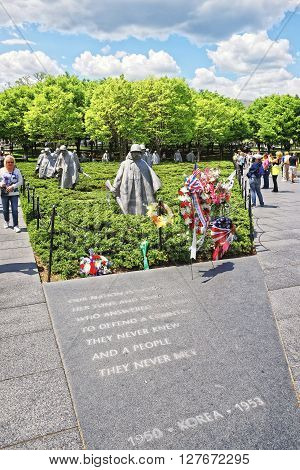 War Veterans At Korean War Veterans Memorial In Washington Dc
