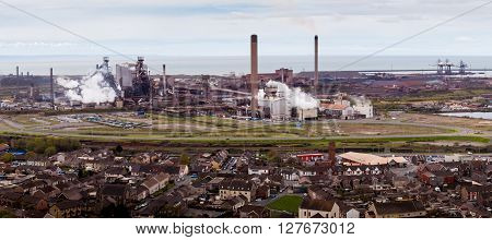 Port Talbot, UK - April 28, 2016: Tata Steel Plant at Port Talbot, South Wales, under threat of closure due to cheap imported steel from China