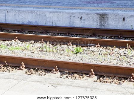 Old rusty railway close up horizontal image