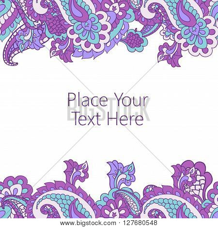 Abstract horisontal paisley border with place for your text. Good  for page decoration, invitation, greetings cards  or announcements.