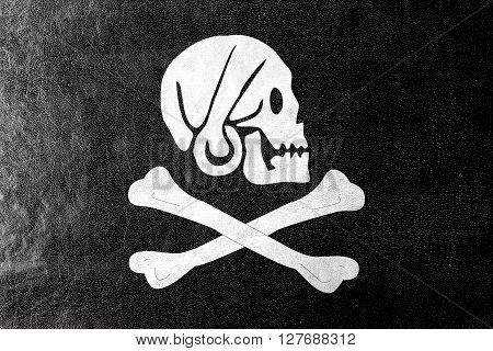 Henry Every Pirate Flag, Painted On Leather Texture