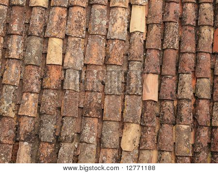 weathered old roofing tiles