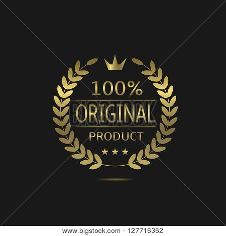 Original product. Golden label with laurel wreath and crown. Best quality sign