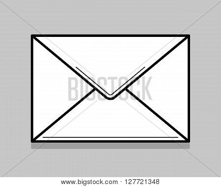 White envelope for identy design. Blank envelope isolated on light gray background. Thin line vector illustration.