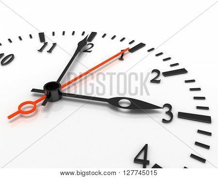 3D Clock Illustration On White Background